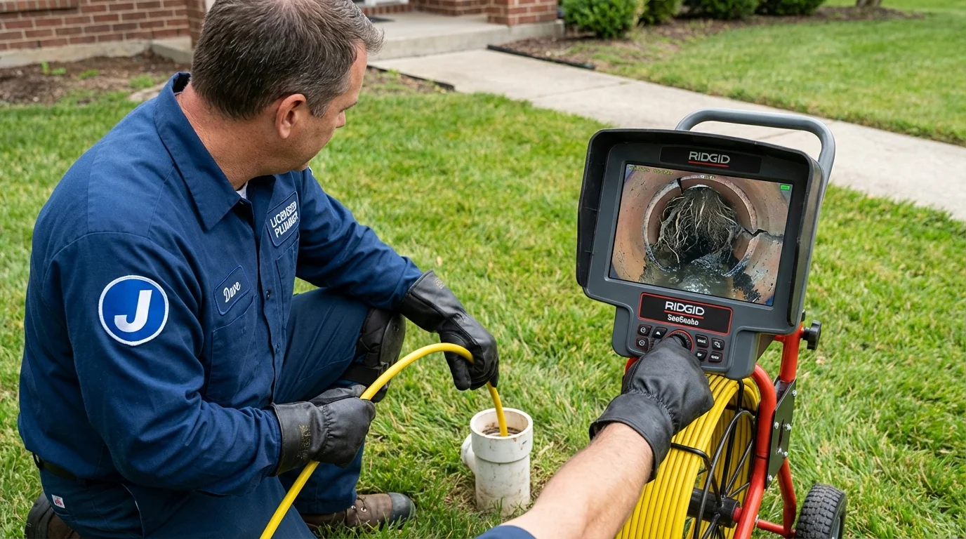 Sewer camera inspection being performed by Johns Plumbing LLC in Belle Plaine
